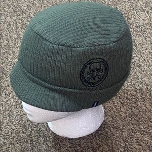 Tony Hawk Green Ribbed Knit Cap with Skull Logo One Size Vintage